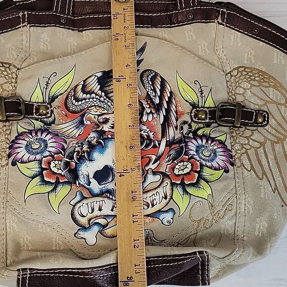 Marc Ecko Cut And Sew "Red" Shoulder Bag With Skull Graphics - Picture 11 of 12